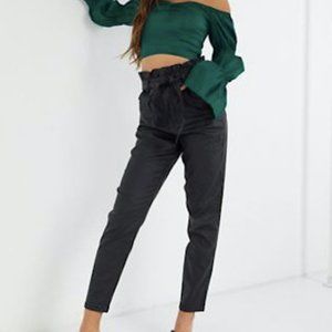 Missguided NWT coated paperbag waist jeans in black SIze US 8